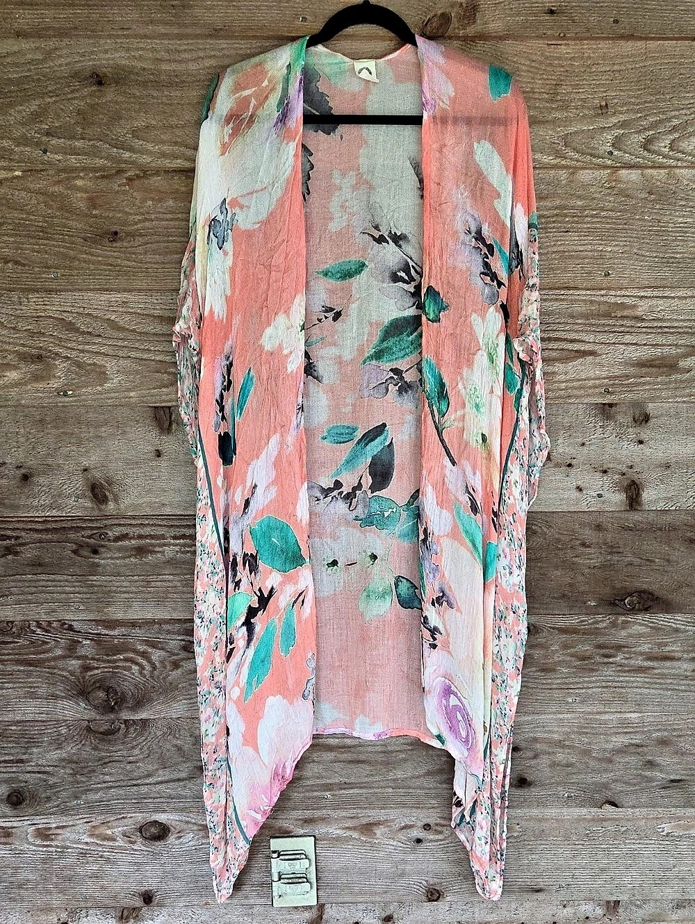 Akemi + Kin Floral Duster in Pink & Green Like New